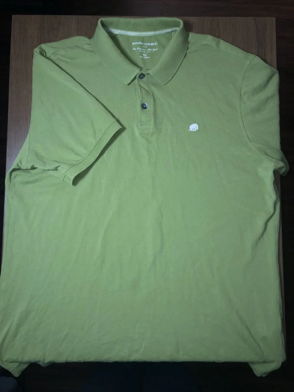 Banana Republic Polo XL Green Casual Mens Shirt Solid With Elephant Logo